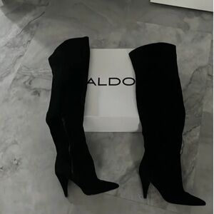 ALDO BLACK GENUINE SUEDE OVER KNEE BOOTS US9